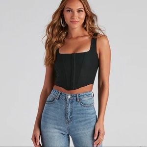Windsor Black Hook Eye Corset Top